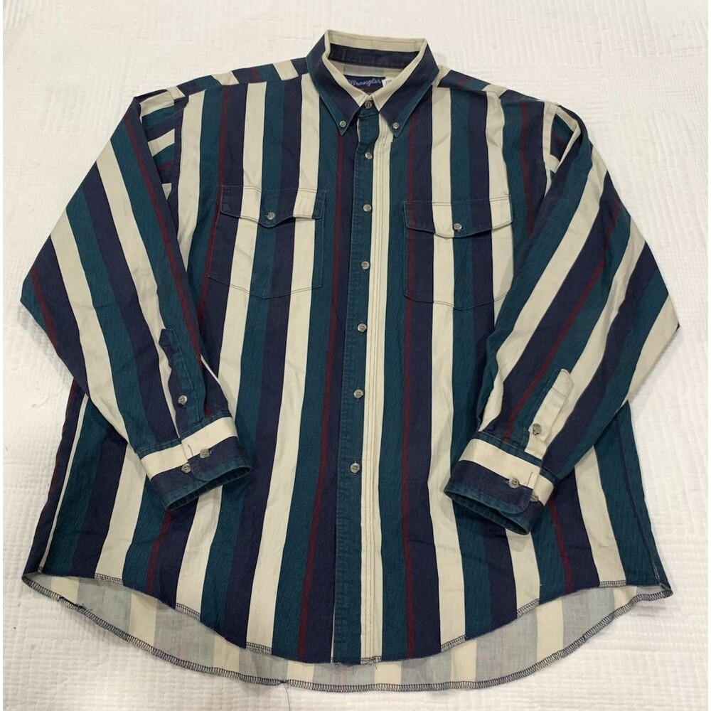 Wrangler Brushpopper Western Vintage Shirt Size 17-35 Large Made In USA